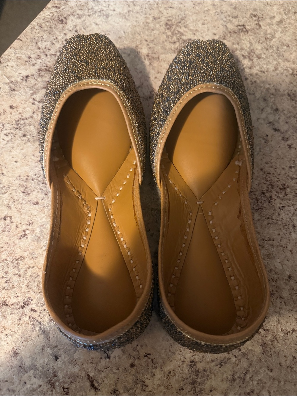 New Embellished Gold Women's Flats